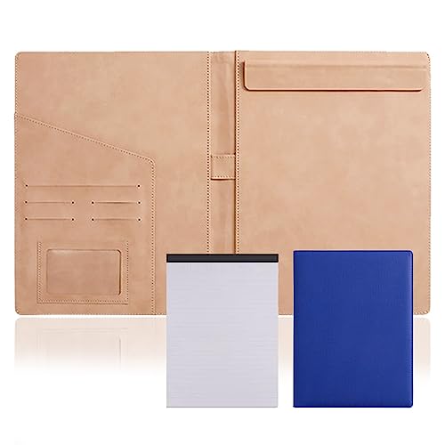 Portfolio-Ordner, Portfolio-Ordner aus PU-Leder for A4-Notizblockhalter, Business-Padfolio for Lebensläufe, Notizblöcke und Vorstellungsgespräche, Padfolio-Ordner im Letter-Format for Damen/Herren(Blu von ByNGSDCC