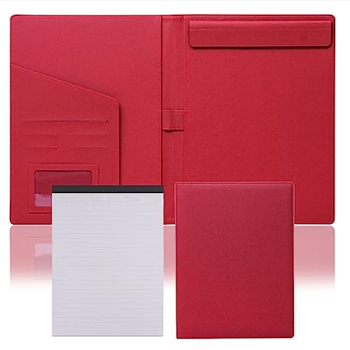 Portfolio-Ordner, Portfolio-Ordner aus PU-Leder for A4-Notizblockhalter, Business-Padfolio for Lebensläufe, Notizblöcke und Vorstellungsgespräche, Padfolio-Ordner im Letter-Format for Damen/Herren(Red von ByNGSDCC