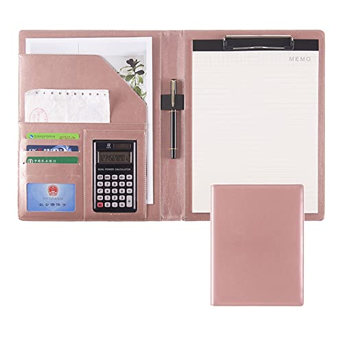 Portfolio-Ordner, Schreibmappe for Lebensläufe, Portfolio-Ordner, PU-Leder, Business-Dokumenten-Organizer, Briefgröße mit Klemmbrett for Vorstellungsgespräche, Konferenzen und Präsentationen(Pink,12 d von ByNGSDCC