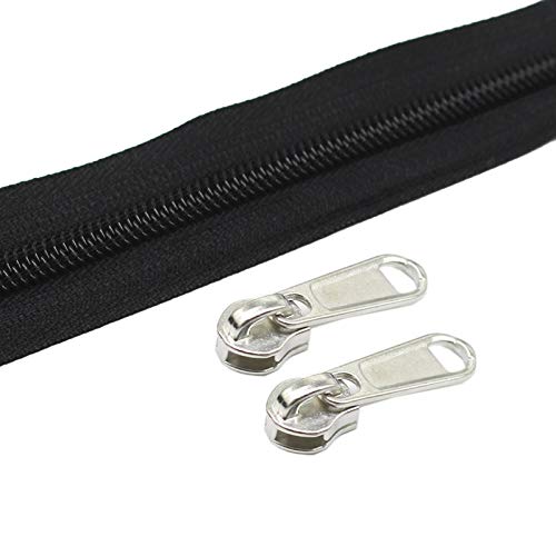 9 m endlos Reißverschluss Meterware Schwarze Reissverschluss 6mm-Spirale + 25 Nonlock-Zipper für bettwäsche (#5 Schwarze) von YaHoGa