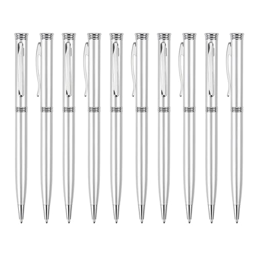 Bydezcon Metall-Kugelschreiber, zum Öffnen/Schließen, 1,0 mm Stiftspitze, glatt zu schreiben, für Büro, Schule, 10 Stück von Bydezcon