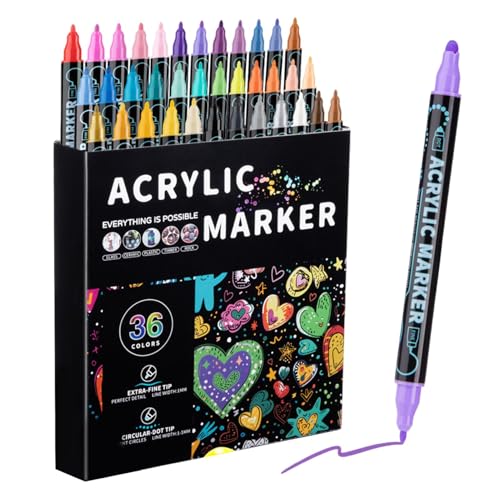 Acrylic Paint Markers | Double Tip Markers | Water Soluble Markers | Acrylic Paint Pens | Drawing Enthusiasts Markers | Ceramic Painting Marker Rock Painting Pens for Artists & Drawing Enthusiasts von Byeaon