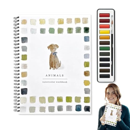 Aquarellmalerei Kit, Teen -Kunstartikel, Kinder -Aquarellbuch verbessert Kreativität, tragbar und einfach zu bedienen, 26x18 cm/10.24x7,09 Zoll, für Anfänger und erfahrene Maler von Byeaon