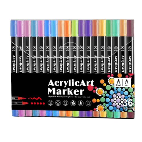 Byeaon Acryl-Marker-Set, Acryl-Pinselmarker | Bunte Marker mit Pinselspitze und Punktspitze für Felsmalerei | Basteln, Kunstbedarf herstellen, Acrylmarker zum Ausmalen für Felsmalerei, Leinwand, von Byeaon