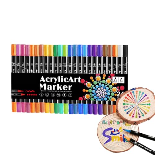 Byeaon Acrylfarben-Marker, Acryl-Marker-Set | Bunte Marker mit Pinselspitze und Punktspitze für Felsmalerei,Basteln, Kunstbedarf herstellen, Acrylmarker zum Ausmalen für Felsmalerei, Holz, Leinwand, von Byeaon