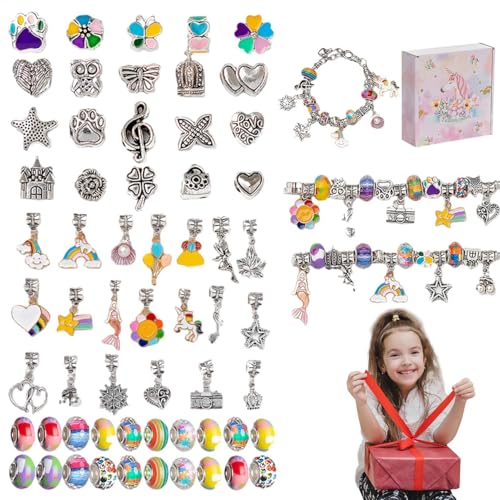 Byeaon Armband-Herstellungsset, Charm-Armband-Herstellungsset - Buntes Perlenarmband-Set für Kinder, Schmuckherstellungsset | Perlen-Bastelset für Kinder, Legierungs-Charm-Armband-Halsketten-Set zum von Byeaon