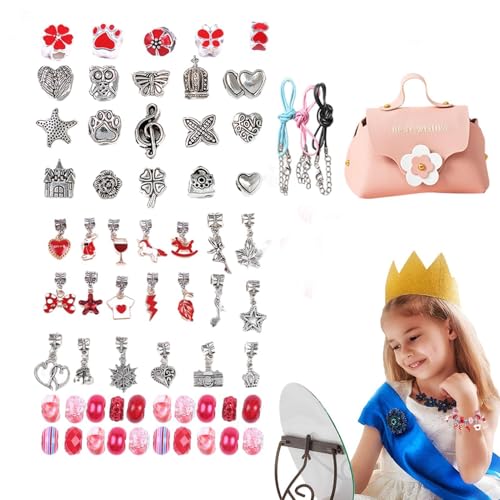 Byeaon Armbandherstellungs-Set für Mädchen, buntes Schmuckherstellungszubehör, Armbandschnur-Set, Kinder-Perlen-Bastelset, modisches Schmuck-Set für Mädchen und Frauen von Byeaon