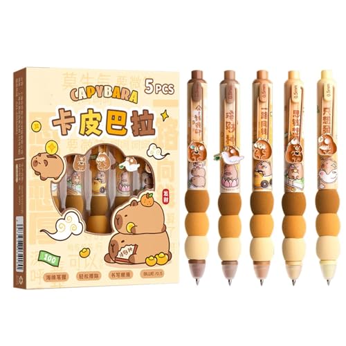 Byeaon Capybara Kugelschreiber, Capybara-Design-Stift, neuartiger Capybara-Stift, Capybara-Schreibwaren-Stift, niedliche Stifte, löschbarer Stift, 0,5 mm schwarzer Tintenstift, weicher Griff, glattes von Byeaon