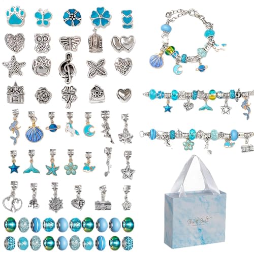 Byeaon Charm-Armband-Herstellungsset, Armband-Herstellungsset für Mädchen | Perlenherstellungsset Vielseitiges Schmuckherstellungsset für Kinder,Trendiges Charm-Armband-Halsketten-Set für Kinder, von Byeaon