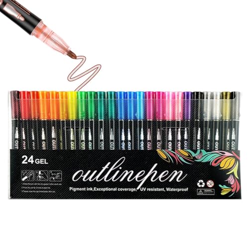 Byeaon Double Markers | Gel Glitter Pens | Kids Art Markers | Glitter Craft Pens | Outline Art Markers | Doodle Outline Pen | Greeting Card Markers Craft Glitter Marker for Kids Art Doodle, Christmas von Byeaon