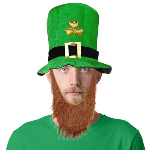 Byeaon Kleeblatthut, Koboldhut, Grüne Kobold-Kopfbedeckung, St. Patrick's Day-Accessoires, irische Festival-Kleeblatt-Kostüme für Teenager und Erwachsene von Byeaon