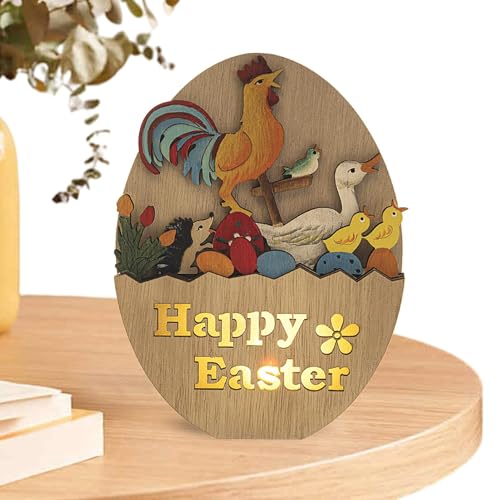 Byeaon Ostern-Mittelstück-Tischationen,Ostern-Tischationen aus Holz - Holzschnitzerei Schild | Exquisite Nachtlicht-Tischationen für die Festliche Präsentation zu Hause von Byeaon