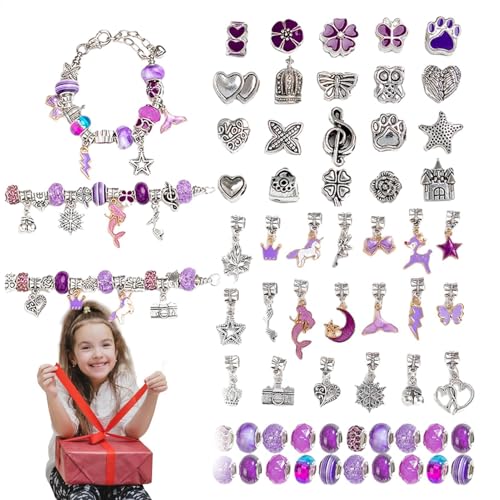 Byeaon Set zur Herstellung von Charm-Armbändern, buntes Schmuckherstellungszubehör, Armbandschnur-Set, Kinder-Perlen-Bastelset, modisches Schmuck-Set für Mädchen und Frauen von Byeaon