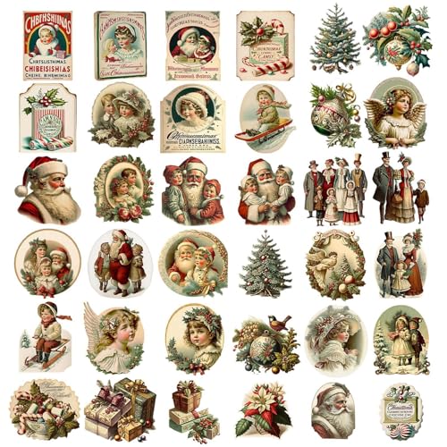 Byeaon Vintage Christmas Stickers | Holiday Sticker Decals | Classroom Prize Stickers | Christmas Laptop Decals | Seasonal Sticker Pack | Girls' Sticker Collection for Woman Girl von Byeaon