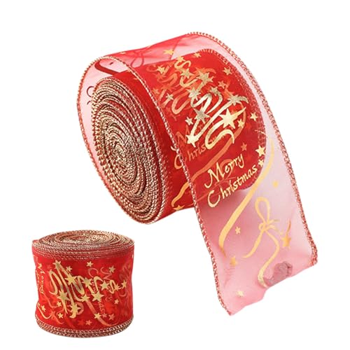 Goldenes Glitzerband, Weihnachtsbaumschmuck, elegante Weihnachtsdekoration, Weihnachtsbastelbedarf, dekoratives Verpackungsmaterial, saisonale Band-Kollektion zum Verpacken von Byeaon