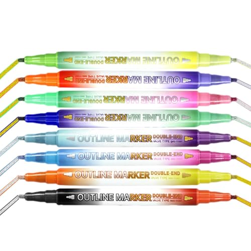 Selbstumrissmarker, 16 Farben, Selbstumriss-Marker-Set, Selbstumriss-Textmarker, Permanentmarker, Scrapbooking-Stift, Farbmarker für Grußkarten von Byeaon