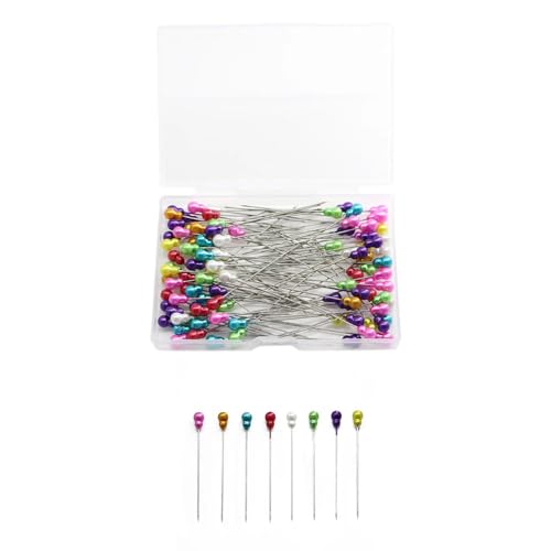 Bunte Stecknadeln mit Kopf,100 PCS 56mm Nähnadeln für Stoff Stainless Steel Sewing Pins Dekorative Gerade Stecknadeln mit Box für Blumensträuße Stoffe Nähen Schneidern Näharbeiten von Byezhou