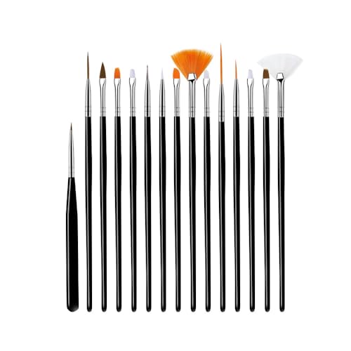 Fondant Kuchen Bürsten Set,15 PCS Schwarz Kuchen Malerei Pinsel Zuckerkleber Backpinsel Werkzeug Lebensmittel Pinsel Cake Painting Brushes für DIY Dekorieren von Kuchen Keksen und Desserts von Byezhou