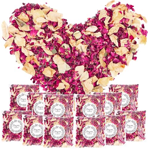 12 Packungen Blütenkonfetti Hochzeit,Natürliches Streublumen Rosenblätter Hochzeit Konfetti Streublumen Hochzeit Abbaubares für Geburtstag Party DIY Deko von Byffoer