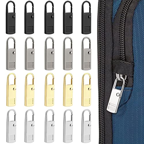 20PCS Reißverschluss Zipper, Metall Reißverschluss Zipper Abnehmbare Ersatz Zipper Ersatz Upgraded Zipper Pull Reissverschluss Tags für Rucksäcke Jacken Jacken Schlafsäcke Reisekoffer (Vier Farben) von Byffoer