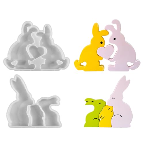 3 Stück Silikonform Gießform Osterhase mit Liebe,Ostern Kaninchen Silikonformen Gießformen,Silikonform Ostern Silikonform Silikon Osterhase Eier Giessformen Silikon Gießform Ostern von Byffoer