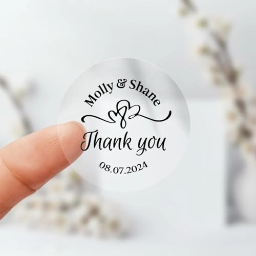 100 Stück Custom Rund Transparent Geschenk Aufkleber Hochzeit Einladungskarte Danksagungskarte Etiketten für Gläser, Tassen, Flaschen, personalisiert von Bykiyevm