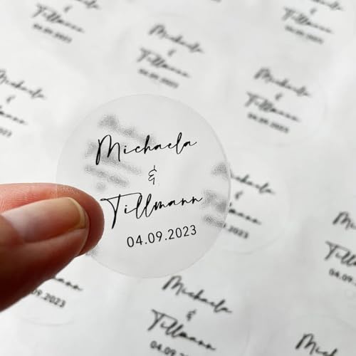 Runde transparente Aufkleber für Hochzeit, Party, Gastgeschenk, Einladungen, Dankeskarte, Umschlag, Aufkleber für Gläser, Tassen, Flaschen, personalisierte Aufkleber für Gastgeschenke, 100 Stück (5 von Bykiyevm