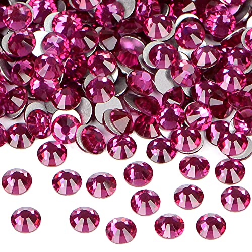 2880 Stück Nail Art Strasssteine ohne Kleber Hotfix Rund Glaskristalle Flatback für DIY Schmuck machen mit einem Sammelstift (SS3 2880 Stück, Rosa) von Bymitel