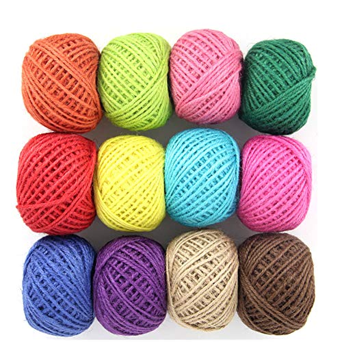 Natürliche Schnur,Garn Kordel 3ply 327yards 12 Bunte Natürliche Jute Twine für Kunstwerke DIY Handwerk Geschenkpapier Bindfäden Bild Display und Verzierungen von byou