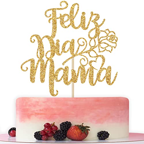 Feliz Dia Mama Tortenaufsatz, Happy Mother's Day Dekorationen, Best Mom Ever, Happy Birthday Mom, Happy Mother's Day Party Dekorationen Gold Glitter von Bytorjar