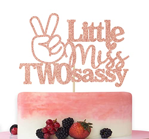 Little Miss Two Sassy Cake Topper Rose Gold Glitzer Kindergeburtstag Party Dekorationen Zwei Süße Happy 2nd Birthday Party Dekorationen von Bytorjar