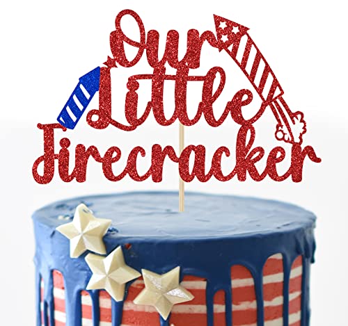 Our Little Firecracker Cake Topper Red Glitter, USA 4. Juli Baby Shower Cake Topper, America Birthday Gender Reveal Party Dekorationen von Bytorjar