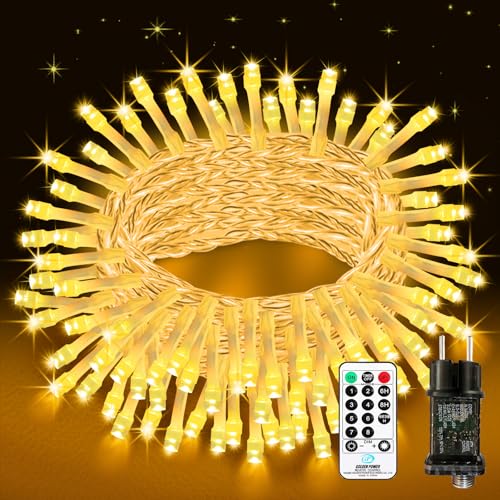 Bzavor 25M 200 LED Lichterkette mit Stecker Timer 8 Modi Merkfunktion IP65 Wasserdicht Lichterkette Outdoor Weihnachtslichterkette Led Außen Lichterkette Strom 25M Lichterkette Innen für Camping Party von Bzavor