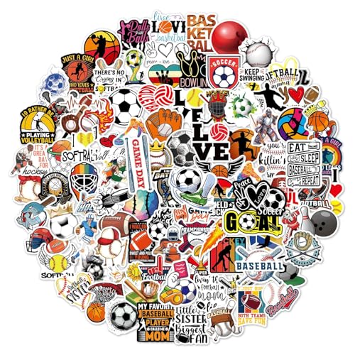 Bzzerumy 100 stück Sticker Set - Sport Aufkleber für Kinder, Laptop Sticker, Aesthetic Stickers für Mädchen, Kreative Aufkleber Sets für Kinder und Jugendliche von Bzzerumy