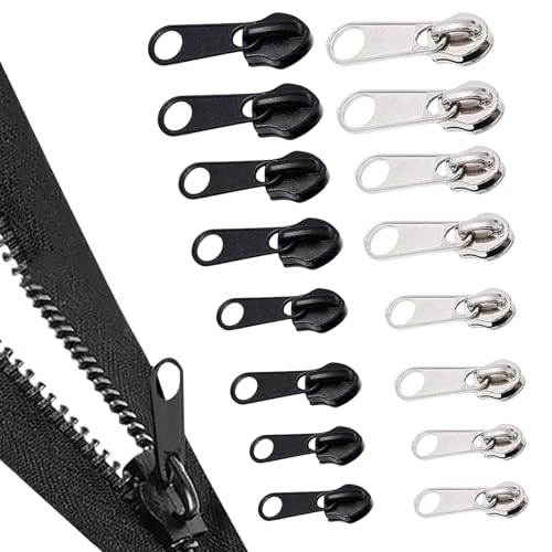 Bzzerumy 16-stückige Reißverschluss-Ersatzschieber - Metall-Nylon-Zieher - Universal für Jacken, Rucksäcke, Taschen - 4-Größen-Set - Langlebiger Reißverschluss-Reparatur-Kit von Bzzerumy