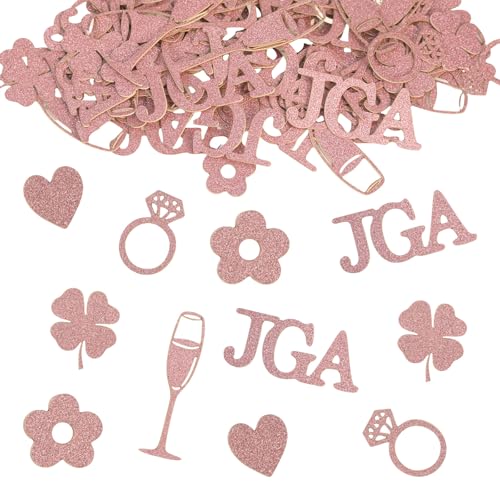 Bzzerumy JGA Accessoires Frauen, 150 Stück Roségold Konfetti, Junggesellenabschied Deko, Glitzer Hochzeit Tischdeko, Ideal für Frauen Party, Team Braut Konfetti von Bzzerumy