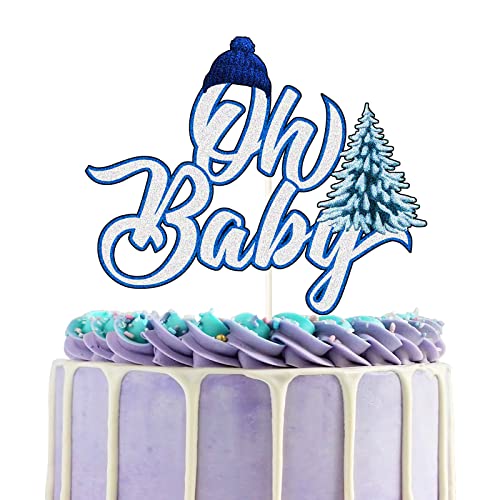 Blauer Glitzer Oh Baby Tortenaufsatz - Winter Wonderland Babyparty Kuchen Dekorationen - Frozen Thema Baby 1. Geburtstag Kuchen Pick von C/A