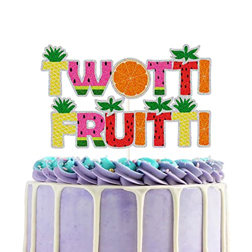 TWOTTI FRUITTI Bunte Glitzer-Kuchendekoration Tropische Obst Thema Kuchen Dekorationen Sommer Babyparty Zubehör Baby Geburtstag Kuchen Dekor (TwoFR-Co) von C/A