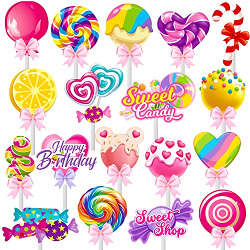 Candyland Cupcake-Topper 36 Stück Candyland Lollipop Party Dekoration Sweet Candy Lollipop Kuchen Cupcake Picks für Candyland Thema Geburtstag Party Baby Shower Supplies von C L cooper life