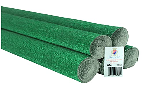 C R Cartotecnica Rossi Krepppapier, 180 g, metallisch, Hellgrün, 5 Rollen von C R Cartotecnica Rossi