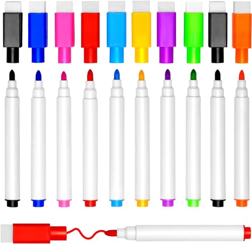 C-easb 10er-Pack Whiteboard-Marker, 9-farbige Whiteboard-Marker, magnetisch, trocken abwischbar, für Büro, Schule, Zuhause usw., abwischbar, feine Spitze. von C-easb