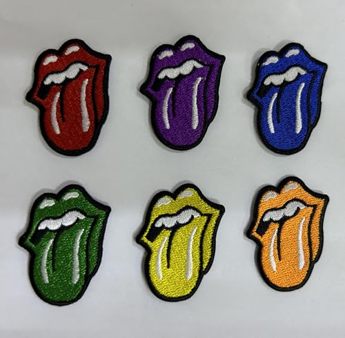 C&D Visionary Rolling Stones Mini Tongues Patch Set, Rot, Orange, Gelb, Grün, Blau, Lila von C&D Visionary