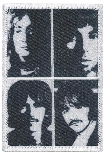 C&D Visionary Beatles Stencil Portraits Patch, Schwarz, Weiß, Gelb, Rot, Mittel, Rechteckig, 1 Stück, Aufbügeln, Musik, Fabricpatch von C&D Visionary