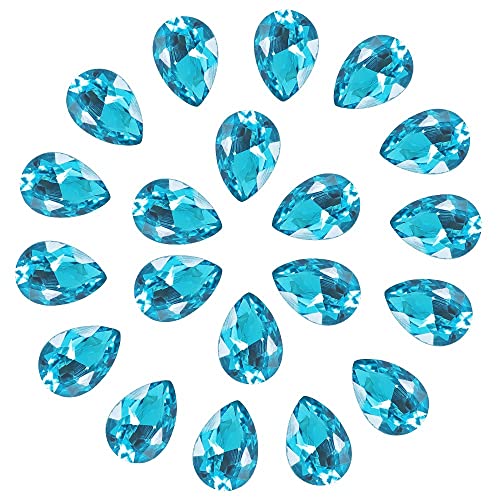 C&Z Kristall-Steine in Tropfenform, große Strasssteine, spitzer Rücken, Schmuckherstellung, Schuhe, Kleid, facettierte Glasperlen, 13 x 18 mm, 56 Stück, Seeblau von C&Z