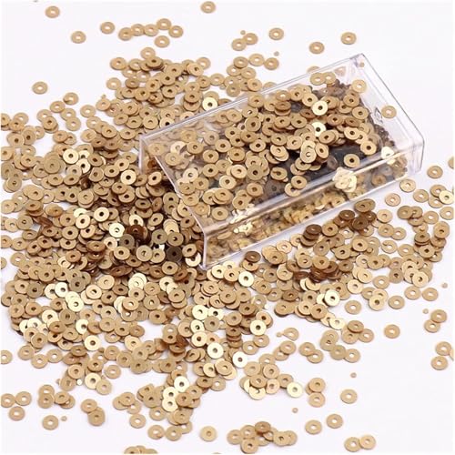 Bunte Glitzer-Pailletten, sortiert in 6 Farben, zum Basteln und Dekorieren, Durchmesser 2-3 mm (Gold, 2 mm, 4000 Stück) von C.X.Y.