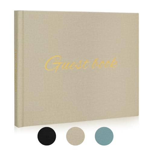 C2U Gästebuch zur Hochzeit, elegantes Gästebuch für Hochzeitsempfänge und Babyparty, Polaroid-Gästebuch für Hochzeit und besondere Feierlichkeiten, 100 leere Seiten für Gästeanmeldung und Fotos, Khaki von C2U