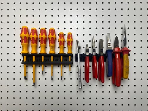 Schraubendreher Halter für Pegboard Lochwand - Lochabstand 25,4 mm und Lochung 7 mm - Werkzeugwand - Lochwand Zubehör (1x Schraubendreher + 1x Zange) von C3E