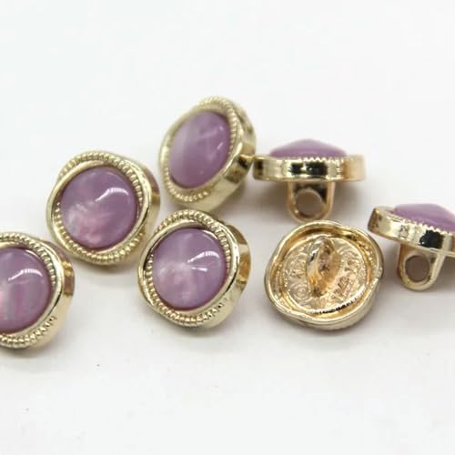 CAAXAINGJIAG Knöpfe Mantelknöpfe 11 mm süße kleine Perle aus hellem Metall for Kleidung, Mode, Hemd, Kleid, Röcke, Handarbeiten, DIY, Nähzubehör, 20 Stück(Gold Purple) von CAAXAINGJIAG