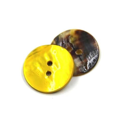 CAAXAINGJIAG Knöpfe Mantelknöpfe 20 Teile/los Natürliche Shell Nähen Farbe Perlmutt Shell Runde 2 Löcher for Kleidung DIY Bekleidungs ​​Zubehör(Yellow,10mm) von CAAXAINGJIAG