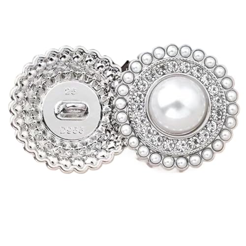 CAAXAINGJIAG Nähertknopf Perlmuttknöpfe, 5 Stück, Legierung, glänzende Strass-Perlenknöpfe, DIY, handgefertigt, Nähen, Kleidungszubehör, Bastelbedarf, Dekoration(Silver,18MM) von CAAXAINGJIAG